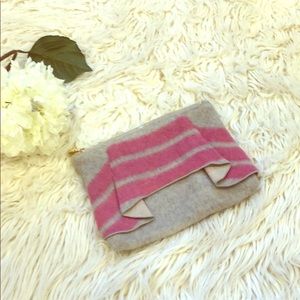 Ruffled Pink and Grey Mohair Clutch